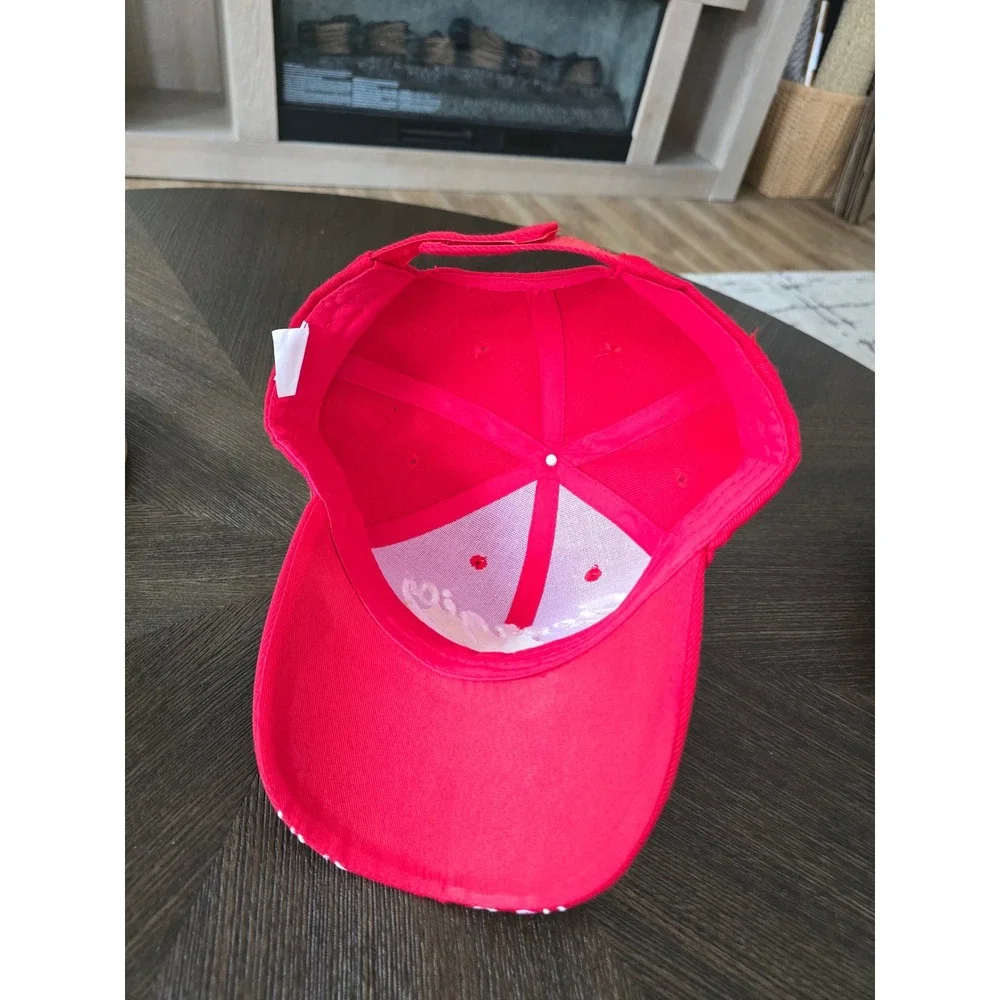 Georgia Red Baseball Cap Hat White Script Embroidery Adjustable Hook Loop Strap